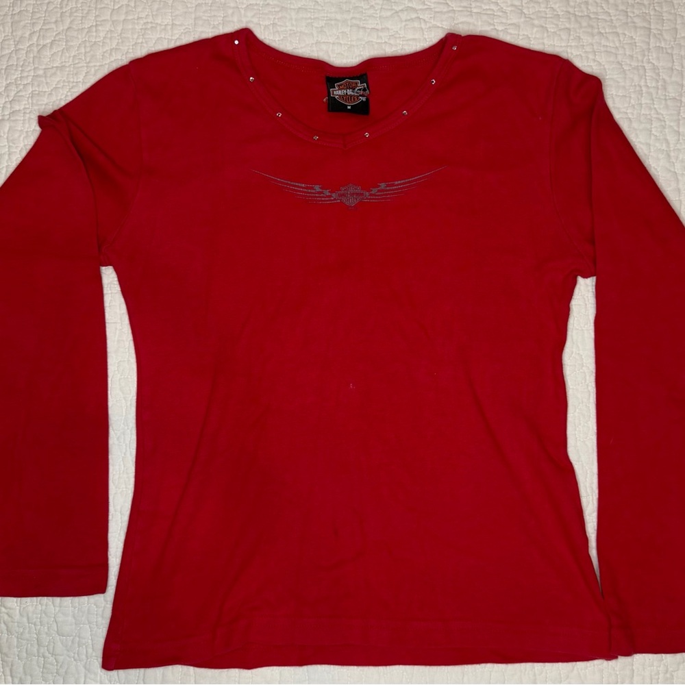 🔥 Harley-Davidson Red Long Sleeve Top 🔥